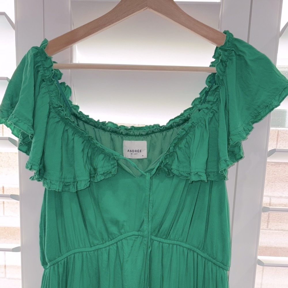 Green midi Ruffle Dress - Picture 3 of 5